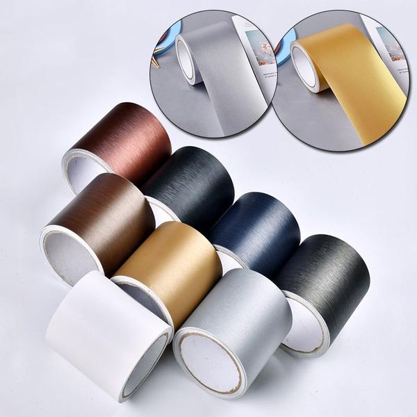 

wall stickers 1 roll sticker self-adhesive waterproof waist line imitation metal decor paste skirting floor strip