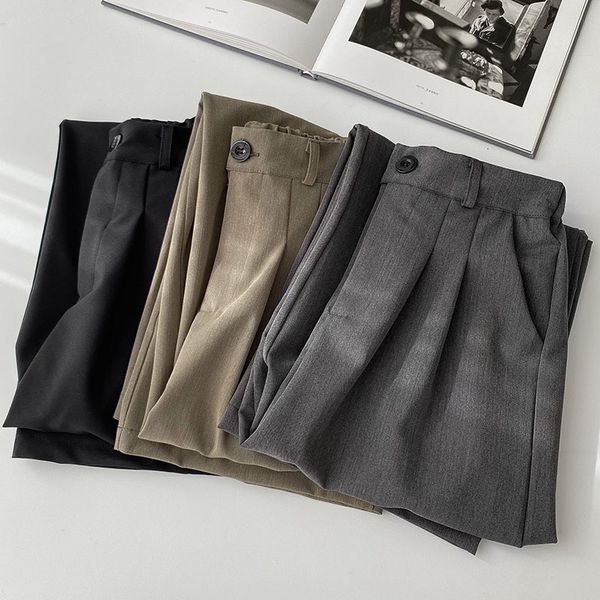 

2021 mooirue spring women wide leg suit new korean black high waist down casual pants wn97, Black;white