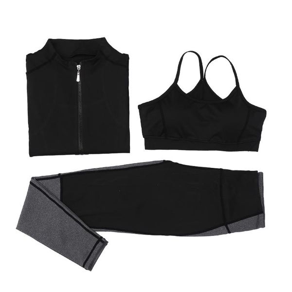 

fitness exercise women's sportswear tights sportswear fitness running yoga women's clothing three-piece suit, White;black