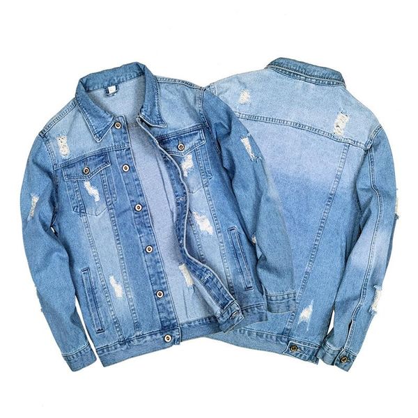 

men's jackets 2021 spring autumn mens light blue denim men trendy casual jacket male bomber ripped cowboy jeans clothing streetwear hom, Black;brown