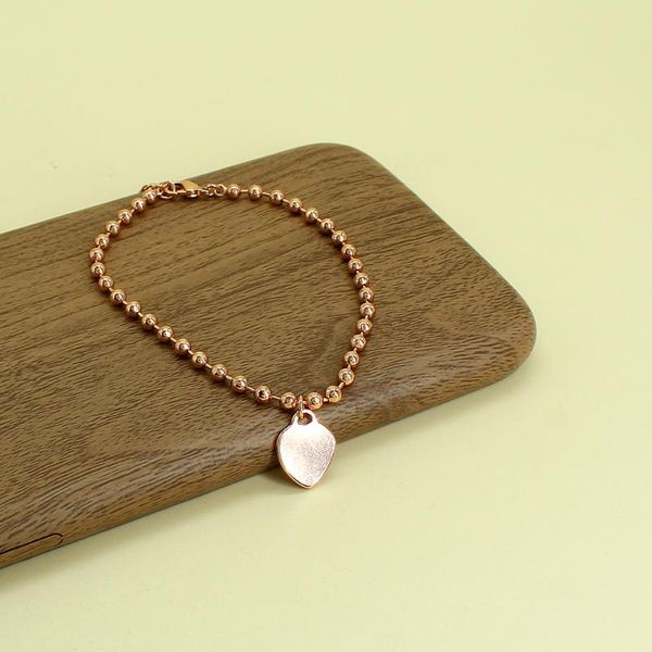

charm bracelets boho fashion beads peach heart design bangle bracelet for women punk rose gold color metal jewelry girls gift, Golden;silver