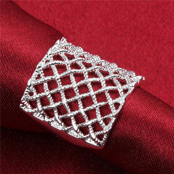 

women's hollow sterling silver plated rings size 8 dmsr543,popular 925 silver plate finger ring jewelry band rings