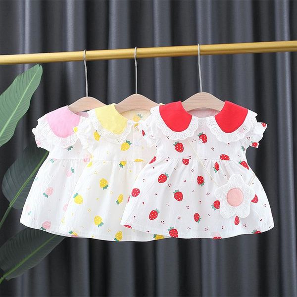 

girl's dresses summer born baby girl dress cute short sleeve for girls clothing 1 year infant birthday toddler clothes, Red;yellow