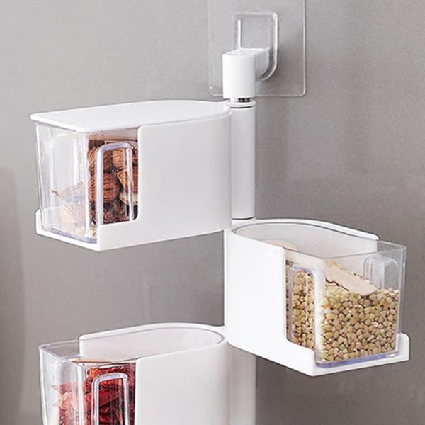 

storage bottles & jars rotating wall mount spice rack seasoning box kitchen condiment containers tools
