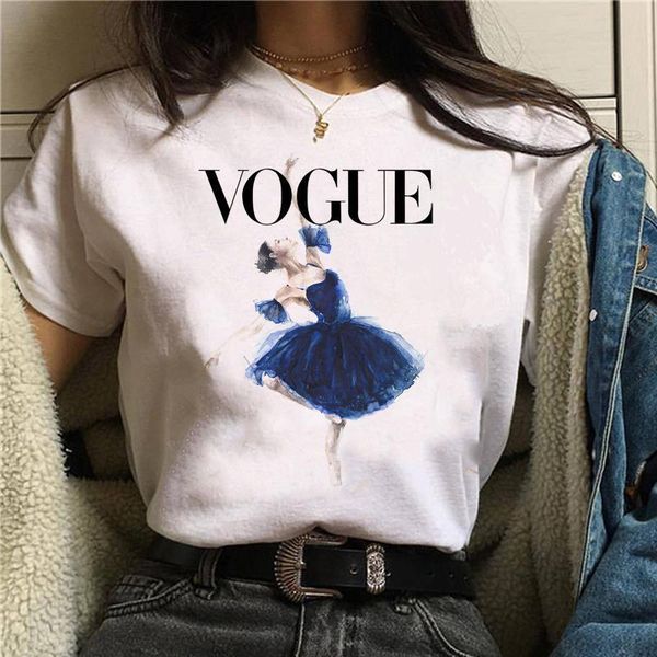 

funny ballet printed women t-shirt vogue cartoon woman tee harajuku t-shirts short sleeve female tee shirts white