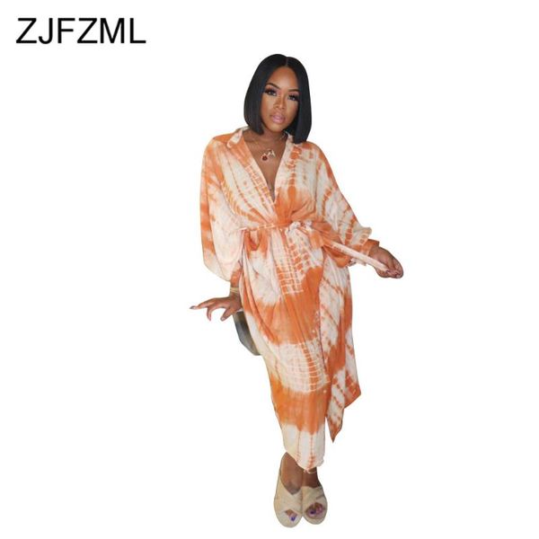 

casual dresses orange tie dye print long maxi dress women turn down collar sleeve loose fashion single-breasted beach, Black;gray