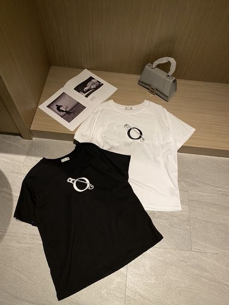 

new di embroidery pin letter short sleeve round neck loose t-shirt00, White