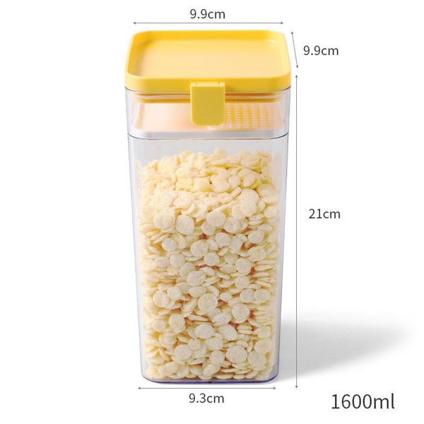 

1pcs plastic container sealing storage canister with lid cereal containers flour tank for kitchen 500/1000/1600ml yg bottles & jars