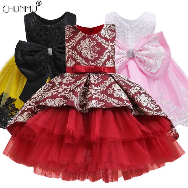 

flower girl dresses lace sequins girl summer children wedding party birthday tutu dress 2 4 6 8 10 12 years 210225, Red;yellow