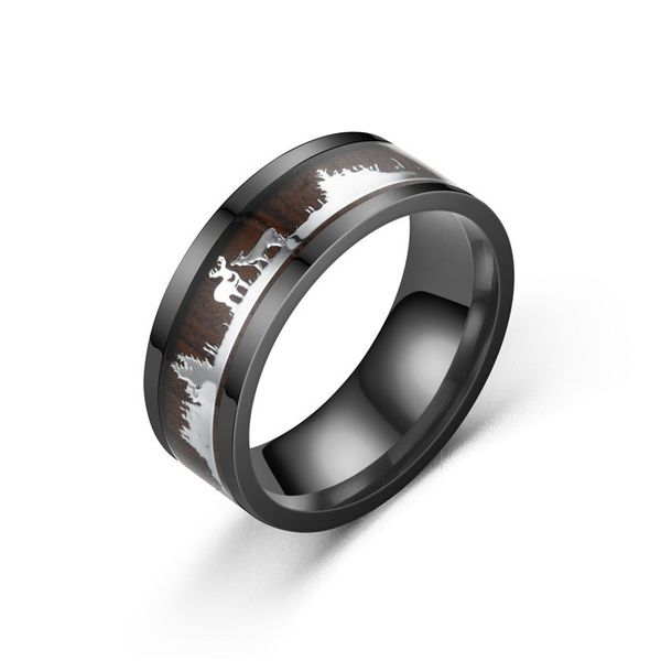 

fashion black wood grain deer ring christmas gift ring should be, Silver