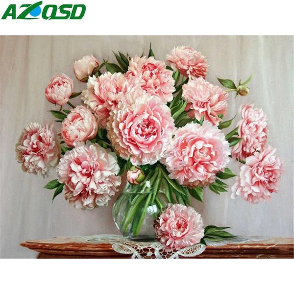 

paintings azqsd flower paint by number canvas painting kits acrylic coloring numbers floral hand kit unframed decoration