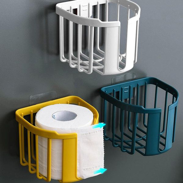 

toilet paper holders wall mounted roll holder adhesive hanging tissue basket drainage storage rack for bathroom home