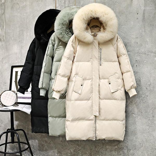 

women's down & parkas winter coat women warm hooded puffer jacket fur collar jackets for 2021 lady midi coats chaquetas para mujer hly1, Black
