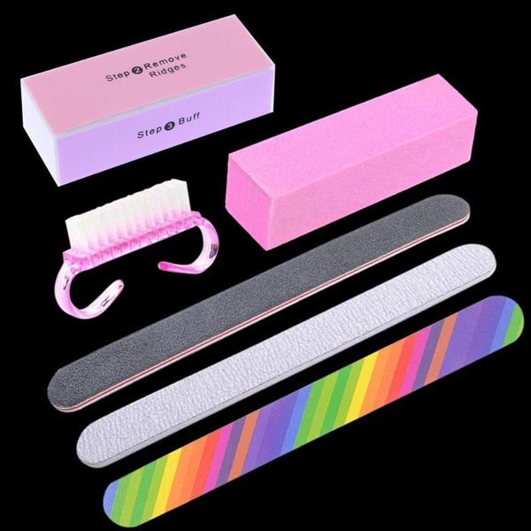 

nail art kits 6pc/set buffer file block brush uv gel polish tools medicure pedicure buffing sanding diy beauty tool