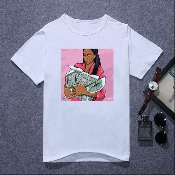 

hipster letters streetwear 2021 summer black girl make not friends tshirt femme melanin shirt female vogue t shirt, White