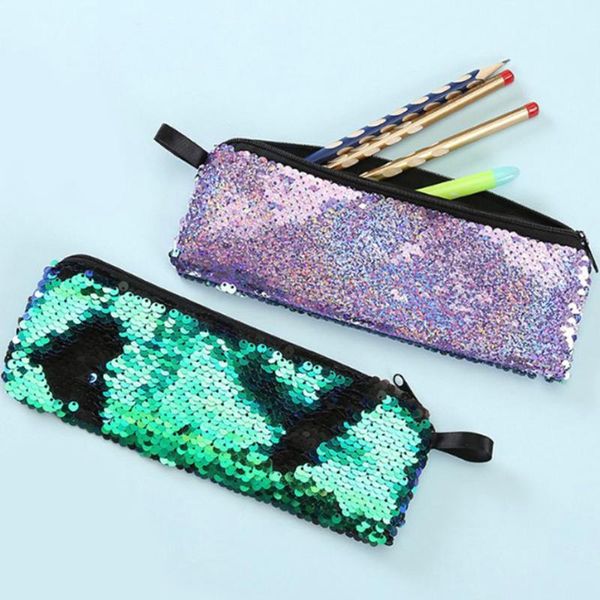 

cosmetic bags & cases double color sequins women make up bag pvc pouch wash toiletry travel organizer case girl's glitter