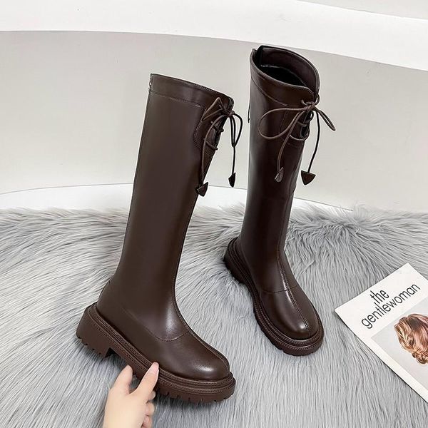 

boots botas flat thigh high platform women slim thick sole knee-high shoes black winter long motorcycle