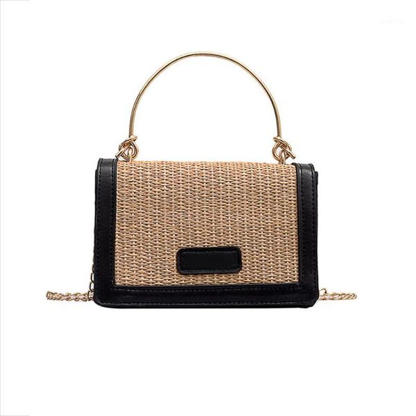 

evening bags straw+leather handbag women summer rattan bag handmade woven beach circle bohemia shoulder
