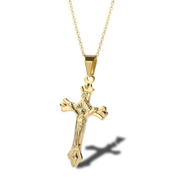 

chains stainless steel christ church jesus god religious cross pendant necklace jewelry gift for men women with chain, Silver