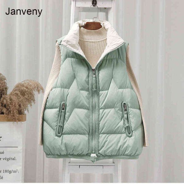

winter sleeveless jacket female down vest duck down puffer waistcoat ultra light winderproof outwear women gilet 211130, Black;white