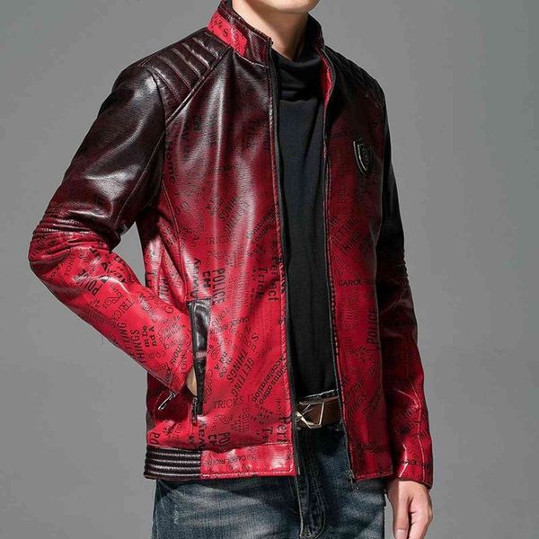 

men's leather & faux gradient jacket spring and autumn motorcycle casual slim fit streetwear lightweight biker men dfxv, Black