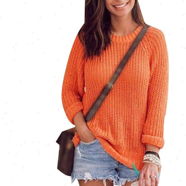 

sweater women warm sweater invierno mujer 2021 ladies long sleeve loose plus size orange basic new, White;black