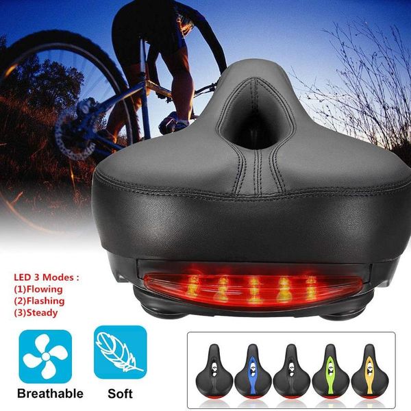 

bike saddles breathable bicycle saddle with led taillight professional road mtb gel comfort seat safety shockproof cycling cushion pad
