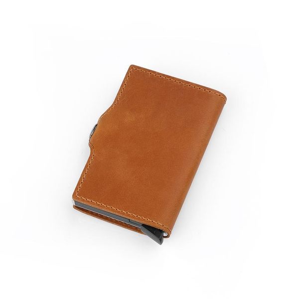 

fashion rfid wallet aluminum alloy business card holder card minimalist leather card holder porta cartoes de credi qyliro