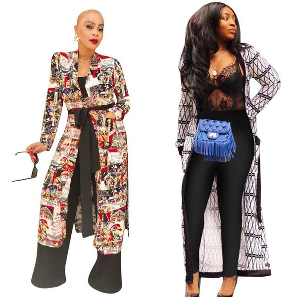 

autumn winter new women trench coat cartoon plaid print casual long plus size trench coats, Tan;black