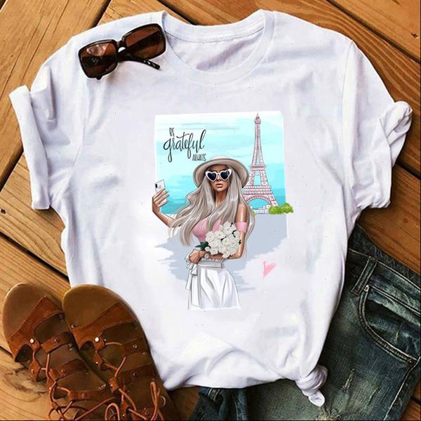 

paris fashion girl thin section female t shirts women clothes 2021 summer t shirt harajuku streetwear white t shirt
