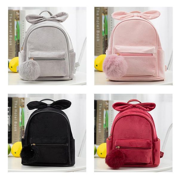 

outdoor bags mini backpack purse fashion plush pompom bowknot casual travel