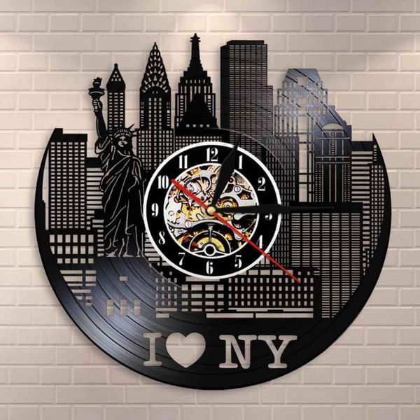 

wall clocks york cityscape modern silent clock watch decor skyline record watches unique travel gift