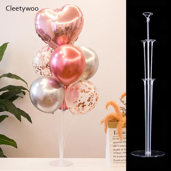 

7 tubes balloons holder stand happy birthday party decorations baby boy girl first one year confetti balloons wedding deco
