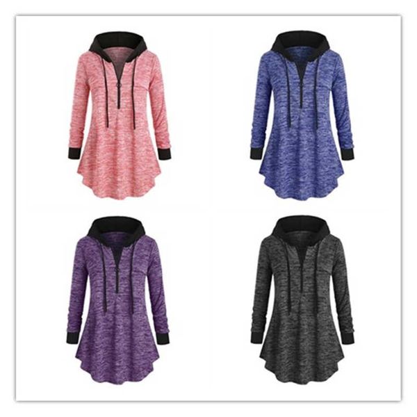

women's hoodies & sweatshirts plus space blouse t dyeing casual long women hooded shirt sleeve size tunic, Black