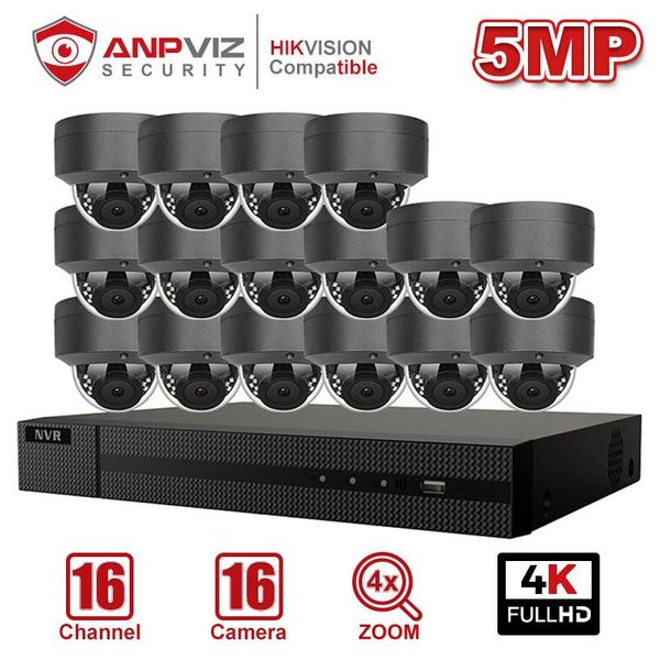 

anpviz 16ch 4k nvr 5mp 4x optical poe dome ip camera kit security outdoor 8/10/12/16 pics cctv video surveillance nvr kits