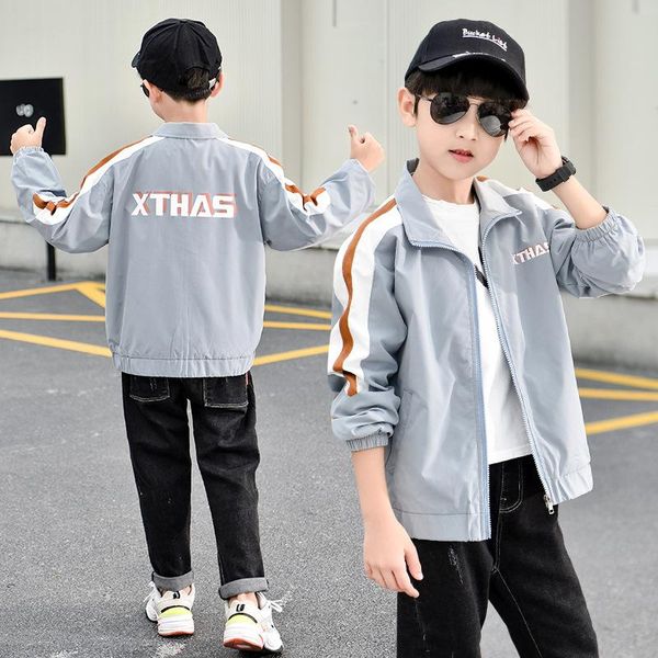 

boy's spring and autumn jacket boy's new style coat children korean-style spring and autumn cardigan jacket zhong da tong f, Blue;gray