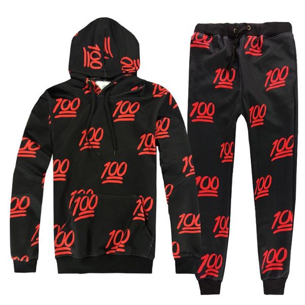 

men's hoodies & sweatshirts mens sweatshirt winter casual streetwear autumn print pullover pants sets sport suit tracksuit, Black