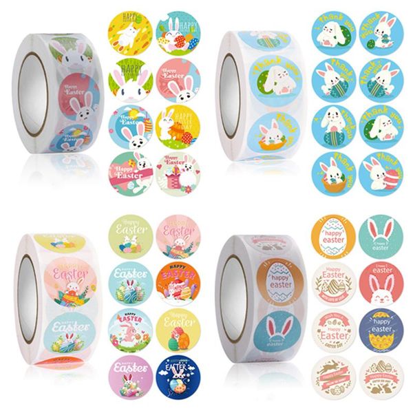 

gift wrap happy easter stickers 500pcs box decorations egg sticker for party kids bag tags