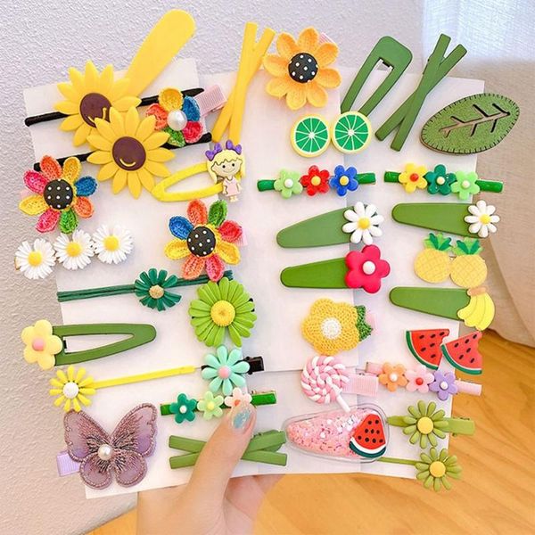 

hair accessories 1set rubber bands hairpins for girls elastic kids ornament lovely glitter clips barrettes, Slivery;white