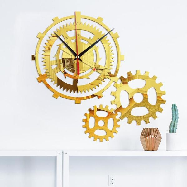 

wall clocks diy retro mute acrylic mirror surface clock for living room decoration