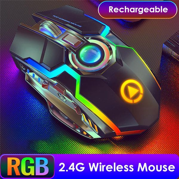 

a5 gaming mouse rechargeable wireless silent 1600 dpi ergonomic rgb led backlit 2.4g usb receiver for lapcomputer