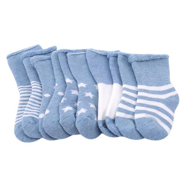 

socks 5pairs/set children cartton anti skip born infant knit-in booties fleece breathable winter thick warm cotton, Pink;yellow
