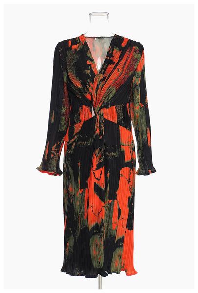 

casual dresses msxu spring autumn vintage retro print pleated twist cross party women dress vestidos, Black;gray