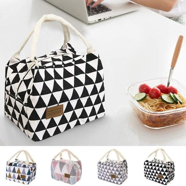 

simple style lunch bag printing student white-collar lunch box storage bag heat preservation cold insulation bento pouch