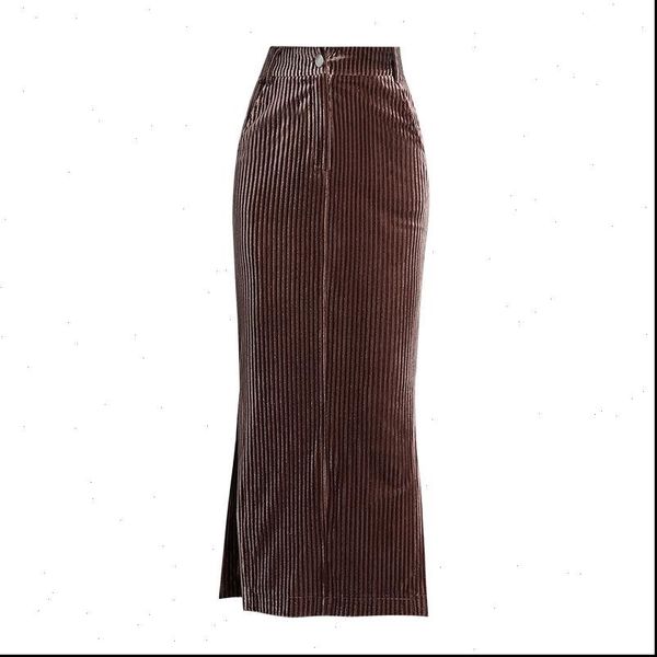 

plus size women thick corduroy skirt autumn winter vintage pencil side slit female long skirt high waist wrap coffee skirt, Black
