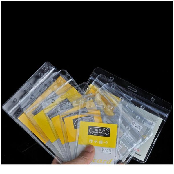 

10pcs/lot name cards badge holder with zipper vertical transparent plastic clear wholesale 10pcs/ qylnon