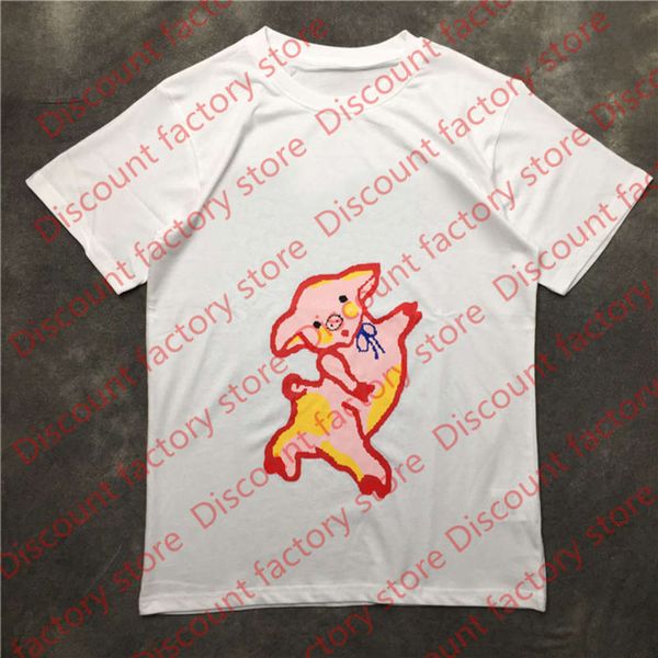 

street fashion mens t shirt 2020 piggy pattern polos short sleeve tennis t shirts men women couple stylist pullover tee, White;black