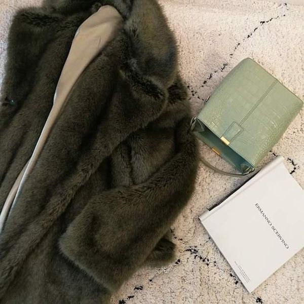 

winter lapel hairy shaggy faux fur coat army green women long sleeve furry warm thick jacket loose outerwear, Black