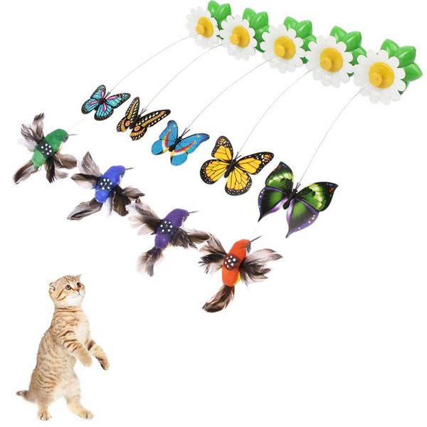 

cat toys pet electric rotating butterfly bird rod wire scratch toy for kitten training funny products drop