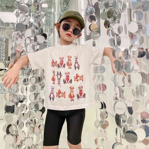 

summer arrival girls fashion cartoon printed t shirt kids cotton 210528, Blue